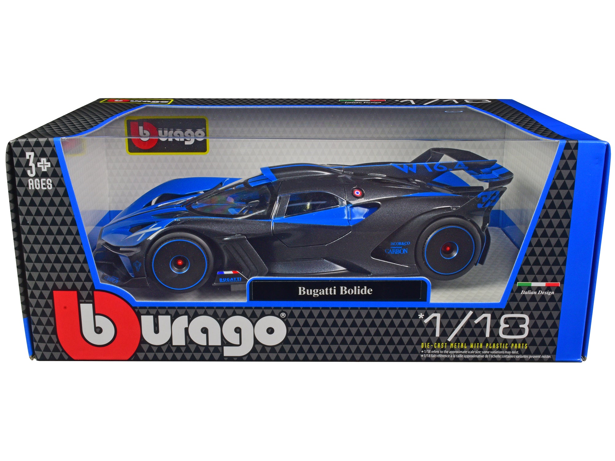 Bugatti Bolide and Carbon 1/18 Diecast Model Car by Bburago
