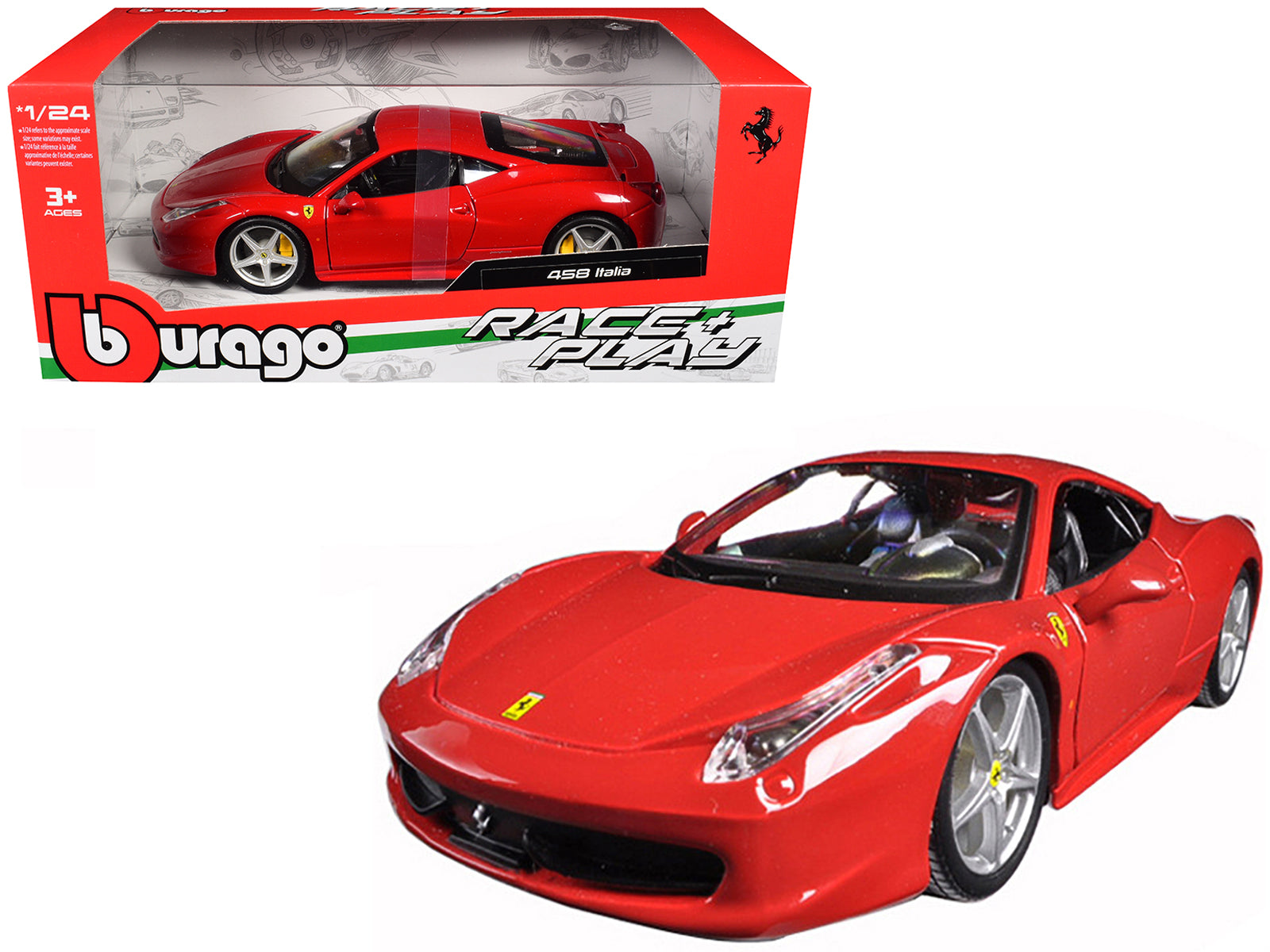 Ferrari 458 Italia Red 1/24 Diecast Model Car by Bburago 