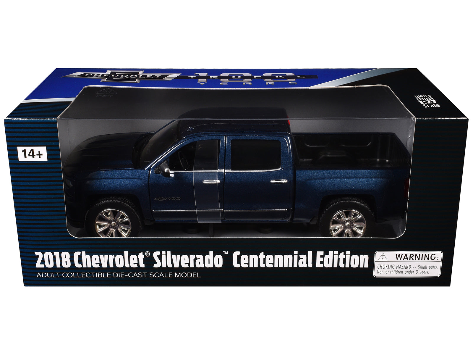 2018 Chevrolet Silverado LTZ Pickup Truck Centennial Edition Blue Metallic "100 Years Anniversary" 1/27 Diecast Model Car by Motormax