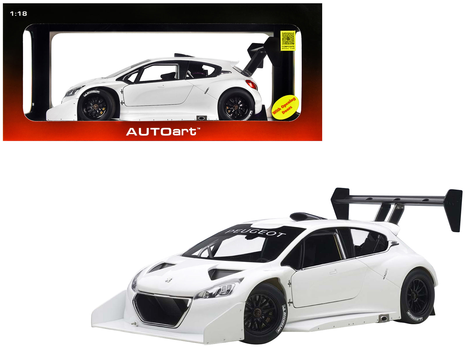  2013 Peugeot 208 T16 Pikes Peak Race Car Plain White Version 1/18 Model Car by Autoart