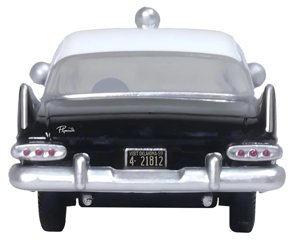 1959 Plymouth Savoy Black and White "Oklahoma Highway Patrol" 1/87 (HO) Scale Diecast Model Car by Oxford Diecast