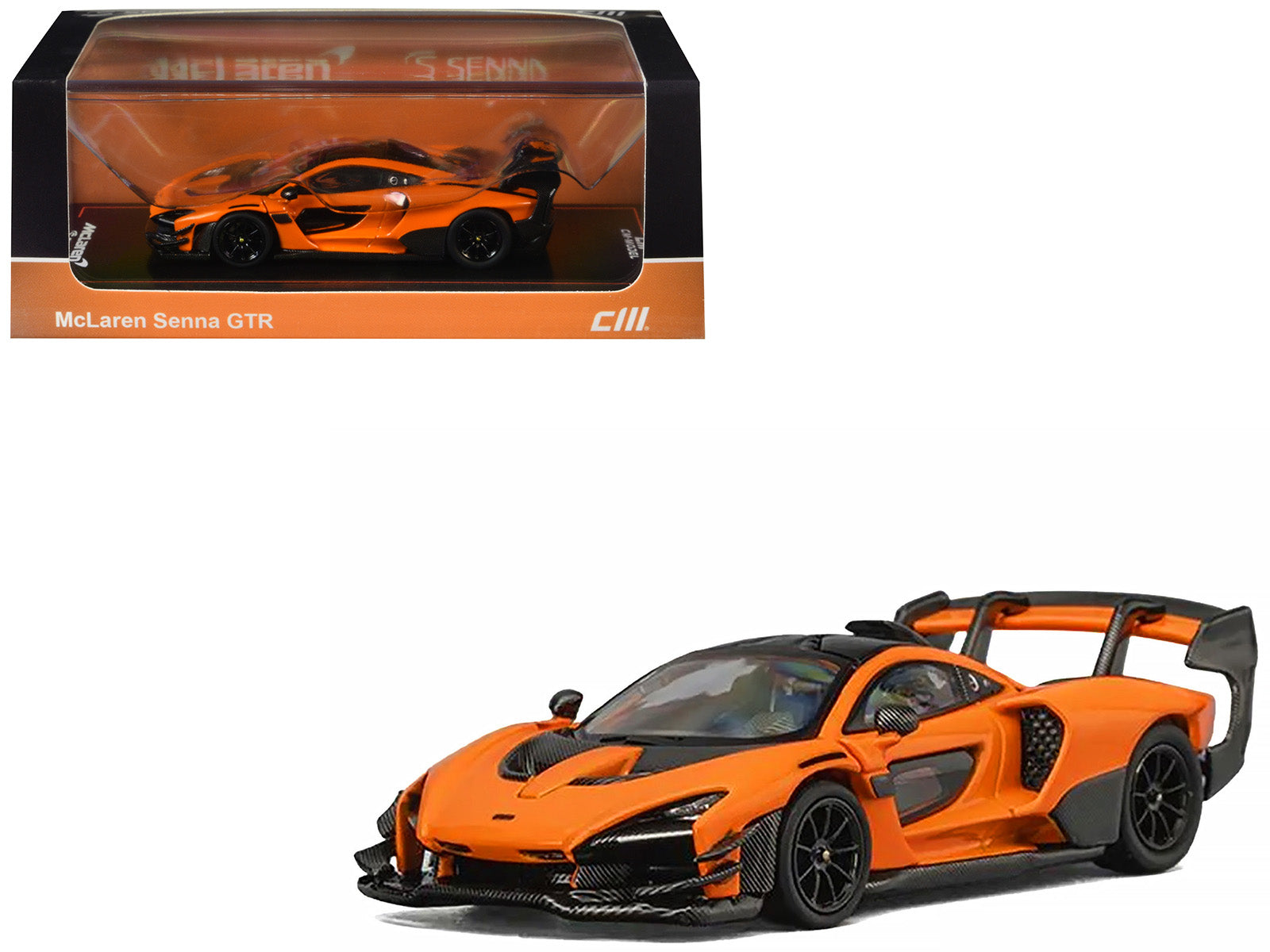 McLaren Senna GTR with Carbon Hood and Top 1/64 Diecast Model Car by CM Model