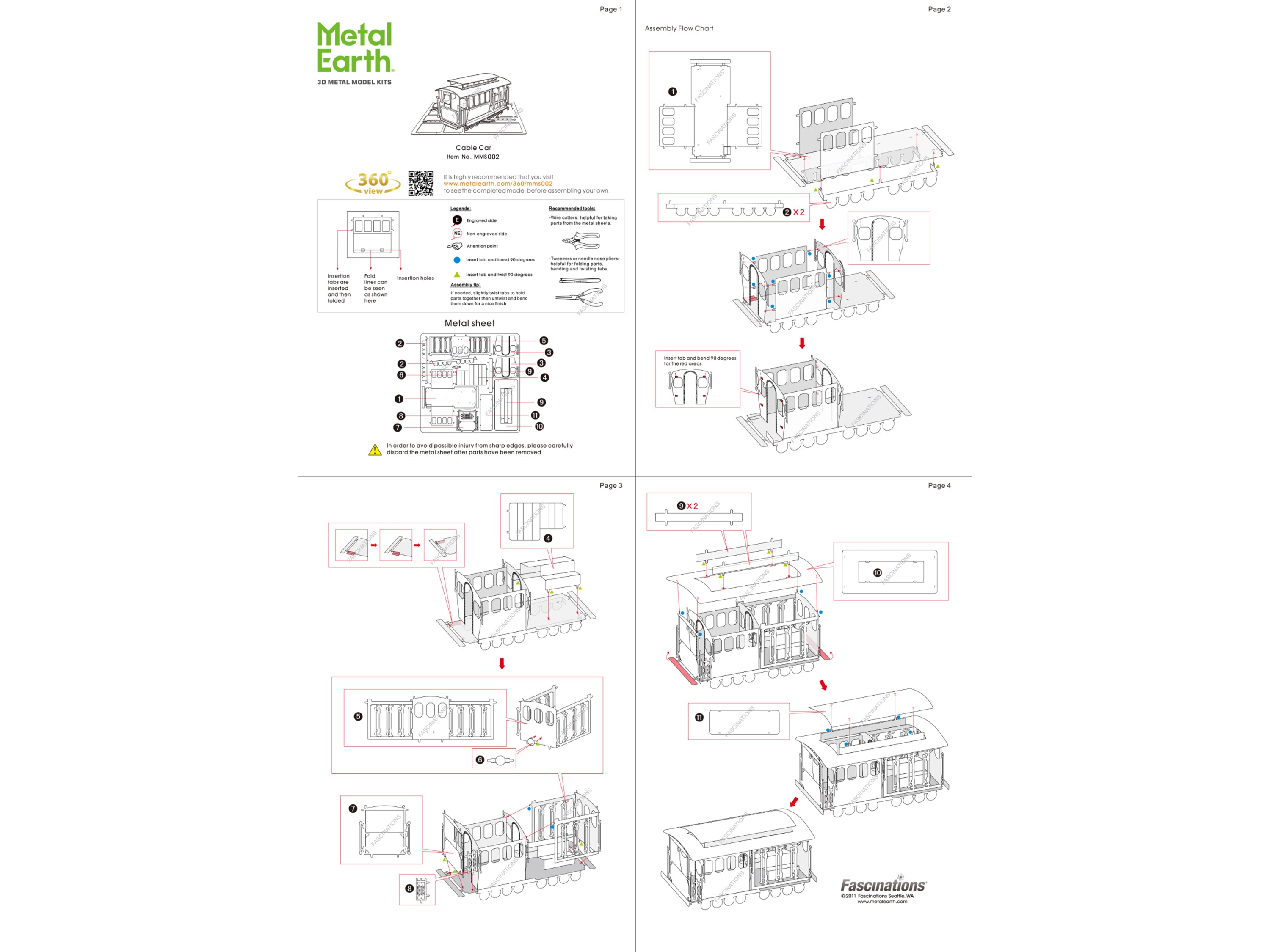 Model Kit San Francisco Cable Car "Powel & Mason St" (Easy Difficulty) Steel Model by Metal Earth