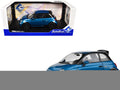 2022 Fiat 695 Abarth "Tributo 131 Rally" Podium Blue Metallic with Black Side Stripes 1/18 Diecast Model Car by Solido