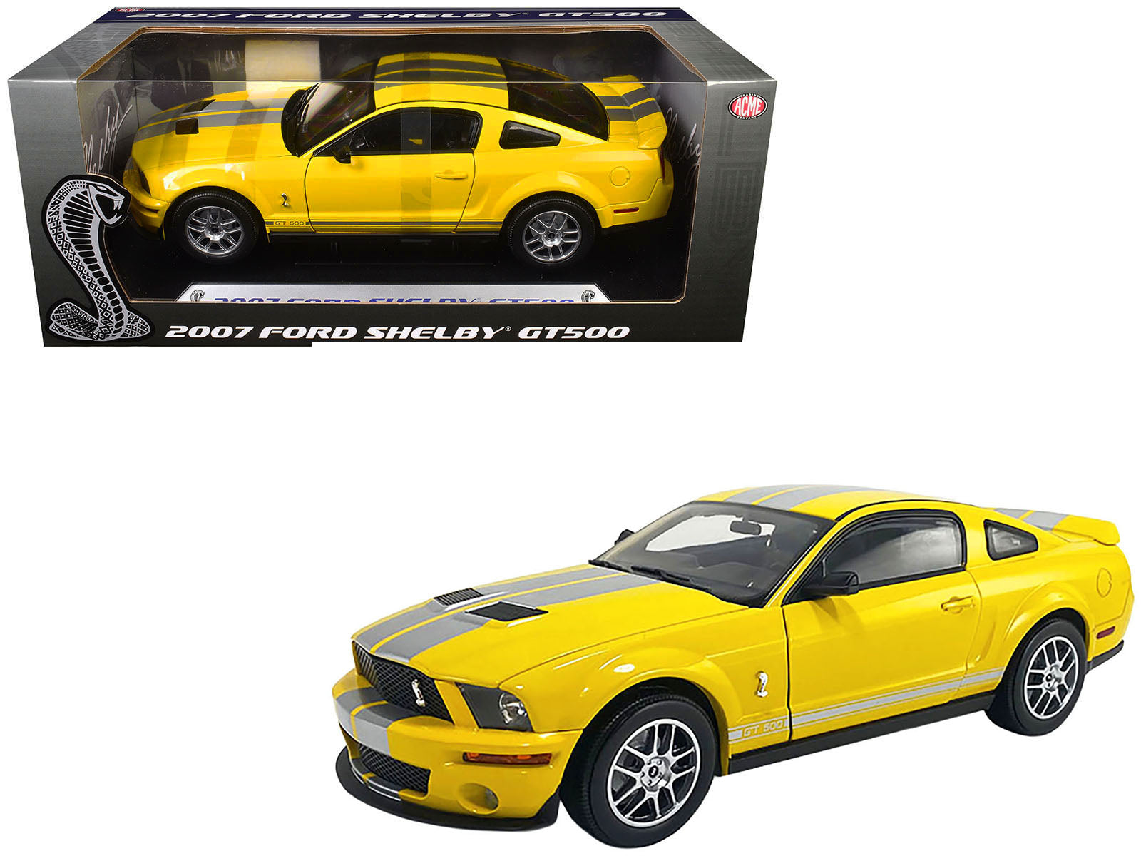 2007 Ford Shelby GT500 with Stripes Shelby Collectibles Series | 1:18 by ACME
