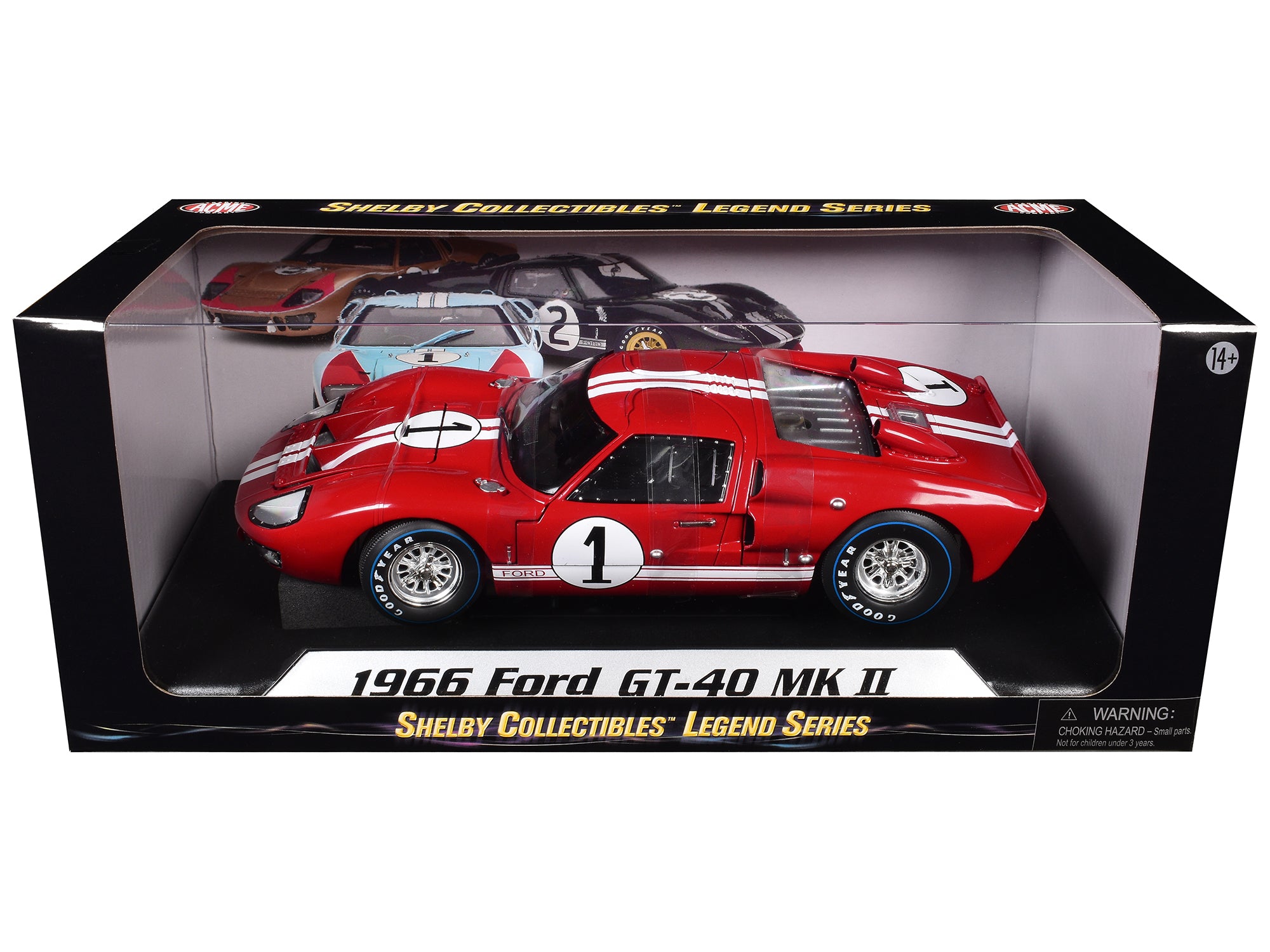 1966 Ford GT-40 MK 2 Red #1 1/18 Diecast Model Car by Shelby Collectibles