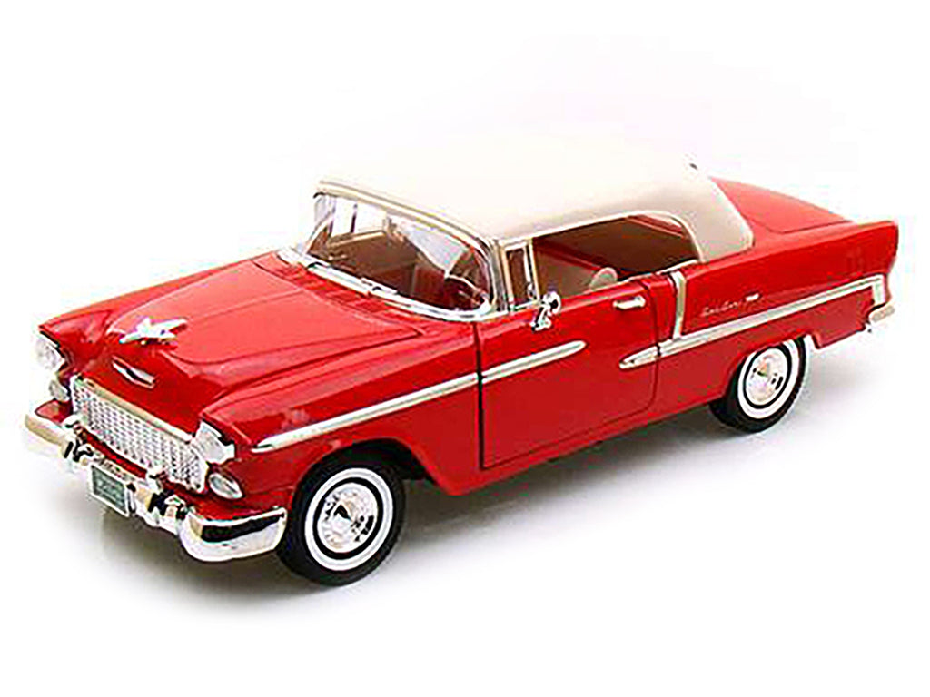 1955 Chevrolet Bel Air Convertible Soft Top Red 1/18 Diecast Car Model by Motormax