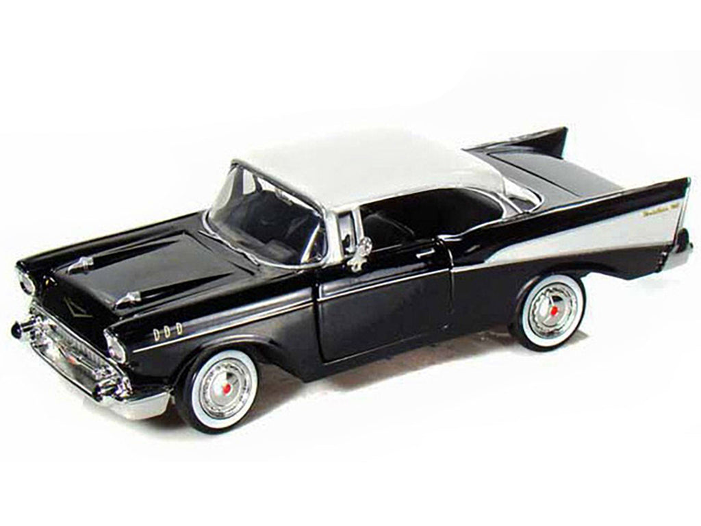 1957 Chevrolet Bel Air Black with White Top 1/24 Diecast Model Car by Motormax