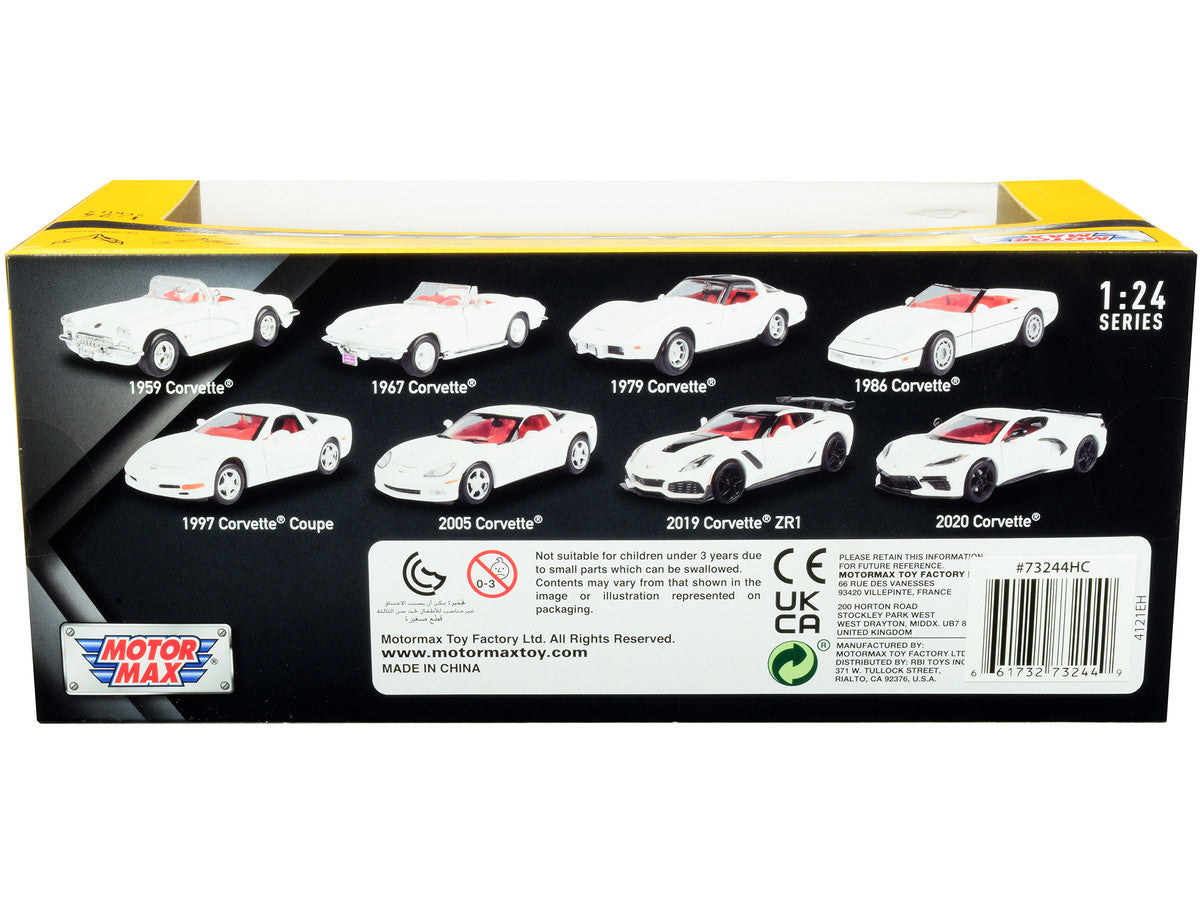 1979 Chevrolet Corvette C3 White with Black Top and Red Interior "History of Corvette" Series 1/24 Diecast Model Car by Motormax