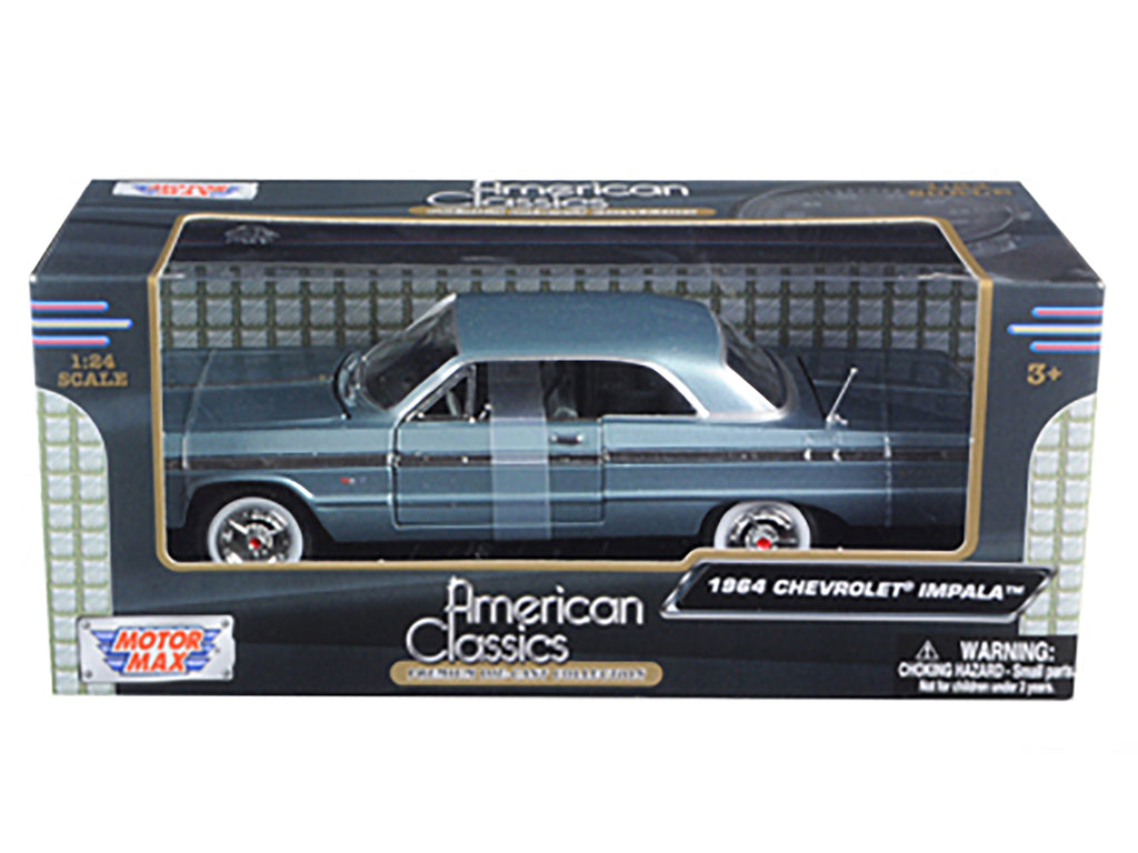 1964 Chevrolet Impala Blue 1/24 Diecast Model Car by Motormax